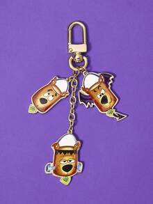 SCOOBY-DOO X SHEIN 1pc Fashionable Cartoon Element Couple Keychain, Alloy Print, Luxury Niche Design, Suitable For Party - Gold - View 2