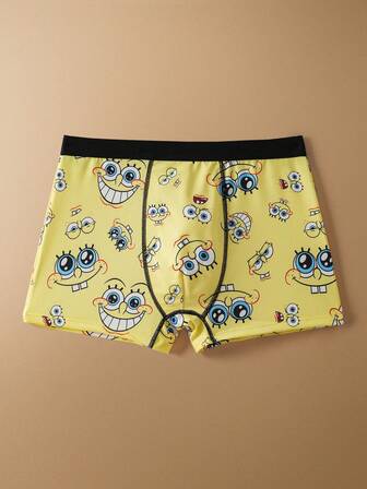 SpongeBob SquarePants | SHEIN Mjuka och bekväma herrkalsonger med tecknat mönster