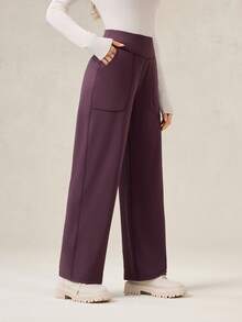 OutZeal Quần thể thao nữ, quần mặc nhà thoải mái, chất liệu mềm mại như bơ, cạp cao, ống thẳng, có túi. - Màu tím - Xem 7