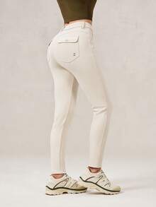 OutZeal 女士柔软保暖保暖内衬口袋户外打底裤，适合徒步露营，秋冬季穿着 - 杏色 - 查看 8