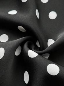 Viva Relle Plus Size 2 Pieces Set: Sexy Square Neck Long Sleeve Top & Polka Dot Print Skirt - Black - View 7