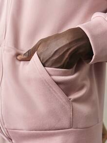 STYNVO Conjunto de 2 piezas de sudadera con capucha con cremallera y pantalón de chándal bordado casual para hombre, color rosa, con forro térmico - Rosa - Ver 6