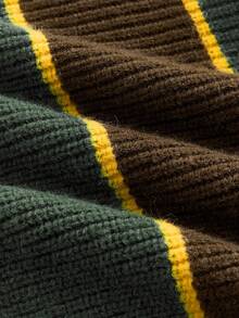 EASEVO Plus Size Men's Letter Embroidery Striped Long Sleeve Casual Sweater, Autumn/Winter 90s Sporty Sweater Men - Multicolor - View 6