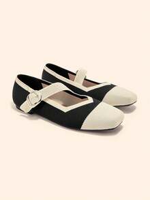 CUCCOO BASICS Women's Casual Slip-On Shoes With Contrast Color Square Collar And Button Design For Christmas