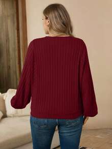 Rosumi 大码女式休闲纯色罗纹蝙蝠袖运动衫