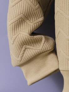 SHEIN 3pcs/Set Tween BoyLetter Textured Sweatshirt, Sweatpants And Backpack Set (Can Be Sold Separately) - Khaki - View 3