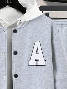 Manfinity Homme Bộ đồ thể thao thường ngày và áo khoác bóng chày màu xám nhạt dành cho nam - Xám - Xem 4