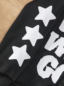 Coolqubz Tween Boys' "Walk With God" Printed Hooded Zip-Up Casual Street Jacket, Suitable For Spring, Autumn & Winter - Black - View 5