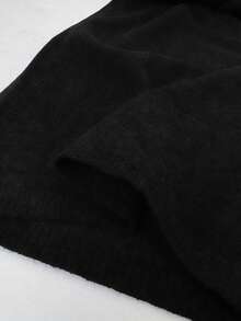 SHEIN EZwear 女士纯色高腰直筒宽松休闲针织裤 - 黑色 - 查看 8