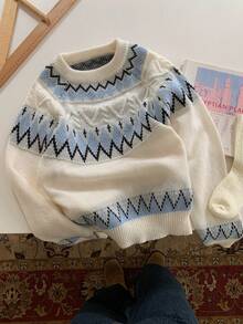 Comfortcana Femmes Décontracté Vague Rayé Col Rond Manches Raglan, Automne/Hiver Femmes, S Pour Femmes Femmes Pulls