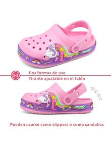 Sandalias chanclas luz LED de verano niño comodos para deporte y playa diseño unicornio dormido - Rosa - Ver 8