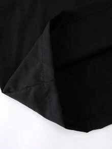 Vacaura 2pcs/Set Boys' Stylish Asymmetrical Line Print Hooded Half-Zip Jacket And Drawstring Pants Sports Casual Outfit, Spring/Autumn - Black - View 8