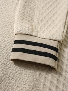 Manfinity Homme Men's Striped Button Half-Placket Long Sleeve Sweatshirt And Drawstring Waist Pants Casual Suit Mens Knitted Set Men Casual Top And Bottom Set Men 2 Piece Set Men 2 Piece Set Spring Fall Mens Casual Sets Old Money,Daily Leisure, Weekend Trips, Outdoor Activities, Travel Expeditions, Relaxed Work Environments Or Semi-Formal Occasions, Boyfriend/Husband Gift, Anniversary /Birthday Gift Party Christmas New Years Wedding