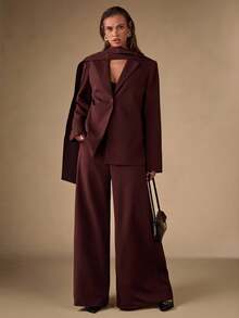 SHEIN BAE Pantalones rectos casuales para mujer - Óxido marrón - Ver 1