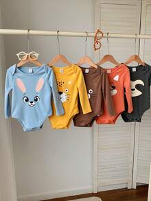 SHEIN Bộ 5 món/Bộ đồ liền thân lót nhiệt in hình động vật đáng yêu cho bé trai, thoải mái mặc hàng ngày, thích hợp mặc trong nhà, ngoài trời, trượt tuyết, thể thao, tiệc tùng lễ hội, Giáng sinh, năm mới, sinh nhật, mùa thu/đông - Nhiều màu - Xem 7