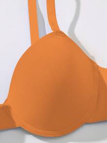 Cute Casual Yellow Push Up Bra With Fabric Material And Cup Detail