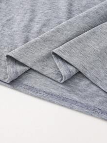 SHEIN 青少年男童简约廓形浅灰色拼接撞色字母印花格子裤家居服套装，休闲学院风舒适时尚百搭柔软面料，适合日常和居家穿着 - 彩色 - 查看 8