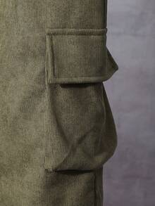 Vacaura 1 Set Teen Boys' Thermal Lined Green Casual Hoodie & Pants 2 Pieces Outfit - Dark Green - View 6