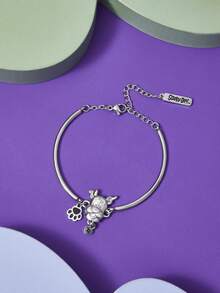 SCOOBY-DOO X SHEIN 卡通小狗头可爱手链 - 銀色 - 查看 3