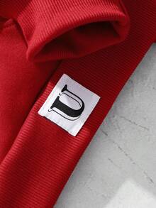 SHEIN 2pcs Teen Boys Casual Sports Street Fashion Red Lightning Print Hoodie And Sweatpants Set, Autumn/Winter Fall - Red - View 7