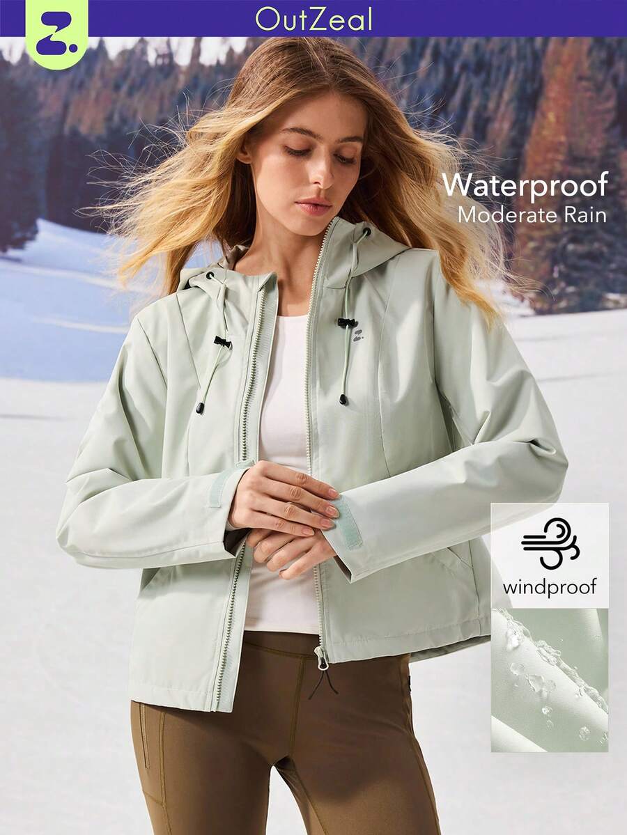 OutZeal Women Outdoor Jacket Camping Hiking Water-Resistant Windproof Crop Length With Zip Pockets