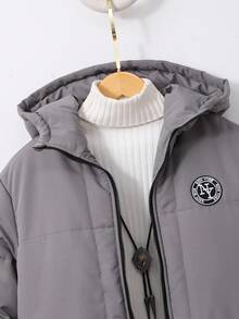 Vacaura 青少年男孩绗缝超声波前片连帽休闲棉服 - 灰色 - 查看 4