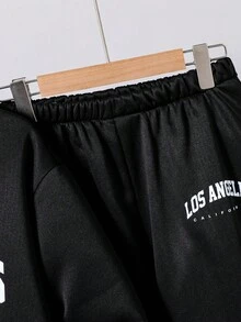 SHEIN Coolqubz Teenager Jungen Set aus Kapuzenpullover und Jogginghose mit Buchstaben-Muster für Herbst und Winter, unisex