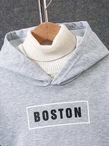 SHEIN Vacaura 2pcs Tween Boys Casual Letter Graphic Hoodie And Sweatpants Set Chic Outfits For Autumn/Winter Boys 2 Piece Sweatsuit Boys Tracksuit Set Fall - Grey - View 7