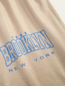 SHEIN Explorewe 2pcs/Set Printed Short Sleeve T-Shirt And Flare Pants Outfit For Tween Girl, Fashionable Casual Suitable For Spring, Summer, Autumn - Khaki - View 5