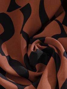 Selianne Áo sơ mi dài tay cổ khoét in họa tiết toàn thân cho nữ, mùa thu - Màu Khaki - Xem 5