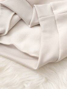 SHEIN 2件套女童美式学院风衬衫领英文印花抓绒卫衣和百褶裙套装