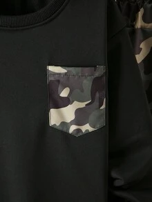 SHEIN Vacaura Tween Boy Outdoor Warm Minimalist Camo Print Utility Pants And Hoodie 2 Pieces Set - Army Green - View 5