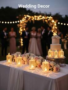 Teckwe 12 件无焰水晶蜡烛，3.15 英寸 * 1.4 英寸无焰钻石形蜡烛，电池供电 LED 茶灯，暖白光，适用于室内装饰、情人节装饰、生日派对装饰、婚礼、餐桌装饰、母亲节礼物、礼品、新娘送礼会、毕业季派对用品、单身派对装饰、单身派对礼物、单身派对、新娘送礼会回礼、宾客婚礼回礼 - 彩色 - 查看 3