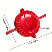 1个多功能面团压模 - 双面饺子和派皮制作器，符合人体工学的红色手柄，不粘聚丙烯材质，适用于自制饺子、派、糕点 - 圣诞厨房工具，饺子压模，半圆形设计，易于使用的厨房小工具 - 彩色 - 查看 2