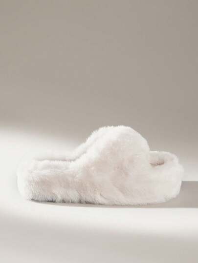 Solecia 女士毛绒柔软舒适厚底家居拖鞋