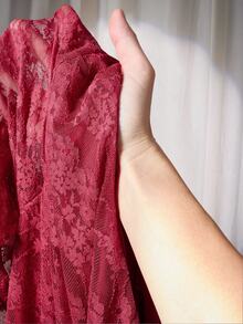 SHEIN ICON Vestido ceñido de manga larga con encaje para mujer de talla grande