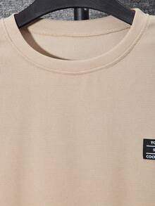 SHEIN Vacaura 2pcs/Set Teens Textured Waffle Fabric Short Sleeve Top And Shorts Set - Camel - View 3