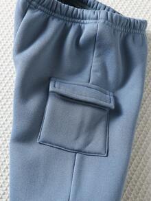 SHEIN 2pcs/Set Toddler Boys/Girls Fall & Winter Outfits, Patchwork Contrast Color Hooded Sweatshirt Long Sleeve Knit Top And Pants Set, Comfortable Casual Cute Letter Graphic Basic Hoodie And Pants Suit, Suitable For Indoor, Outdoor, Daily Wear, Sports, Play, Party, Photography, Holiday  Baby Boy Tracksuits