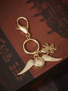 HARRY POTTER X SHEIN 1pc Fashionable Cartoon Element Couple Keychain, Creative Alloy, Luxury Niche, Suitable For Party - Gold - View 4