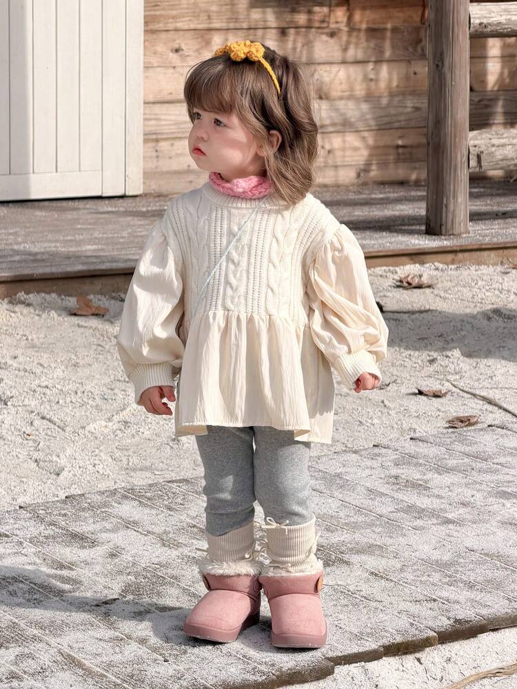 Toddler Girls' Casual Patchwork Knit Sweater, Autumn/Winter