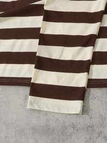 ROMWE MEN Gestreiftes Polokragen modisches Langarm T-Shirt