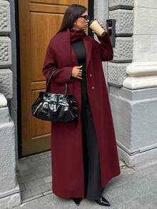 Aloruh Women's Elegant Loose Woven Infinity Scarf Extra Long Cardigan Autumn Winter Clothes For Women Autumn Winter Clothes For Women - Burgundy - View 5