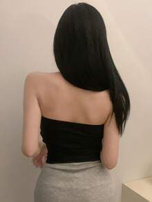 DAZY Women's Ribbed Fabric Cropped Camisole, Casual Sleeveless Tank Top For Summer - Black - View 4