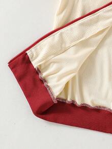 SHEIN Vacaura 2pcs Tween Boy Contrast Embroidery Zip-Up Jacket And Pants Set