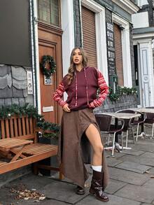Chiquease Sweat-shirt-shirt vintage ample et confortable, Sweat-shirt-shirt bordeaux doux pour femmes en hiver - Multicolore - Voir 7