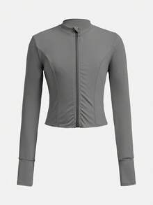 SHEIN 少女休闲纯色长袖上衣T恤和喇叭裤两件套，适合秋冬季日常穿着 - 灰色 - 查看 3