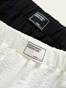 Casuvi Kids 2pcs/Set Fashionable Textured Pants For Tween GirlsSuitable For School, Outdoor, Spring/Summer/Autumn - Black - View 6