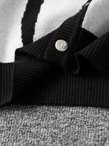 Fantacosmos Boys' Fashionable Minimalist Letter Jacquard Knit Cardigan Girls Cardigan Sweaters Kids Cardigan Cute Cardigan Cardigan For Teen Girls Cropped Cardigan Tween Boys Sweater Tween Boys Fall Outfits Tween Boys Winter Clothes Kids Fall Clothes - Black - View 6