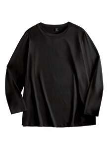 女式黑白圆领长袖 T 恤，休闲百搭上衣，秋冬 - 彩色 - 查看 6