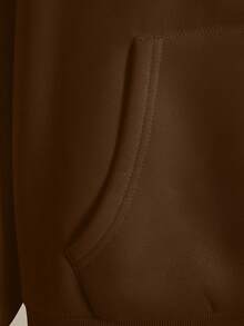 SHEIN 女士连帽拉链卫衣，字母图案，休闲外套，适合教师、返校、毕业、日常穿着、冬季外套，时尚百搭，女士连帽长袖卫衣 - 咖啡棕 - 查看 6